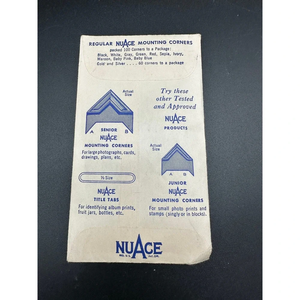 Vintage NuAce Regular Mounting Corners Silver Ace‎ Art Co Made in USA Retro 10c